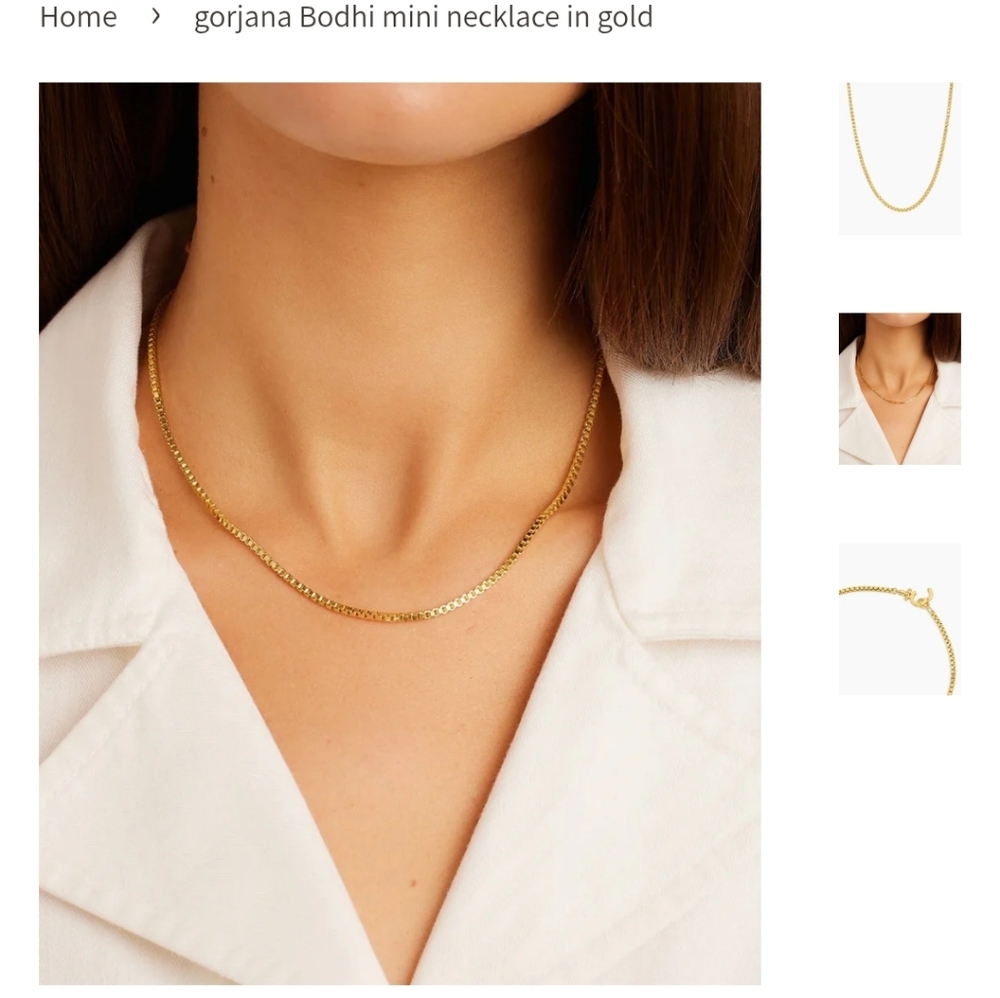Gorjana Gold Chain Necklace in White With Gold Clasps Accents